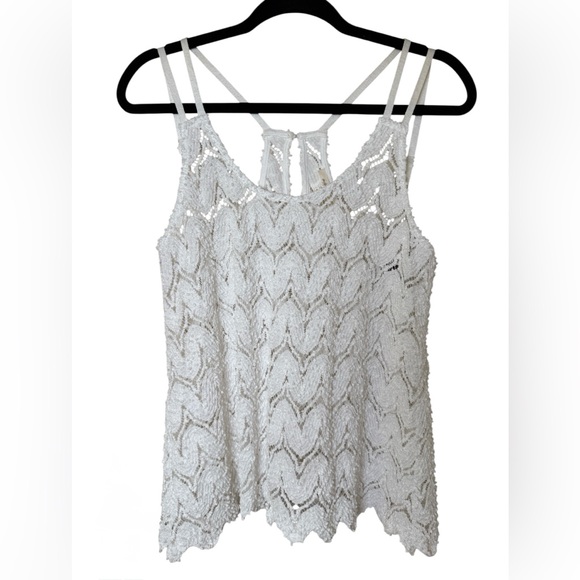 ☀️☀️ Mystree Ivory Textured Lace Camisole - Picture 1 of 2